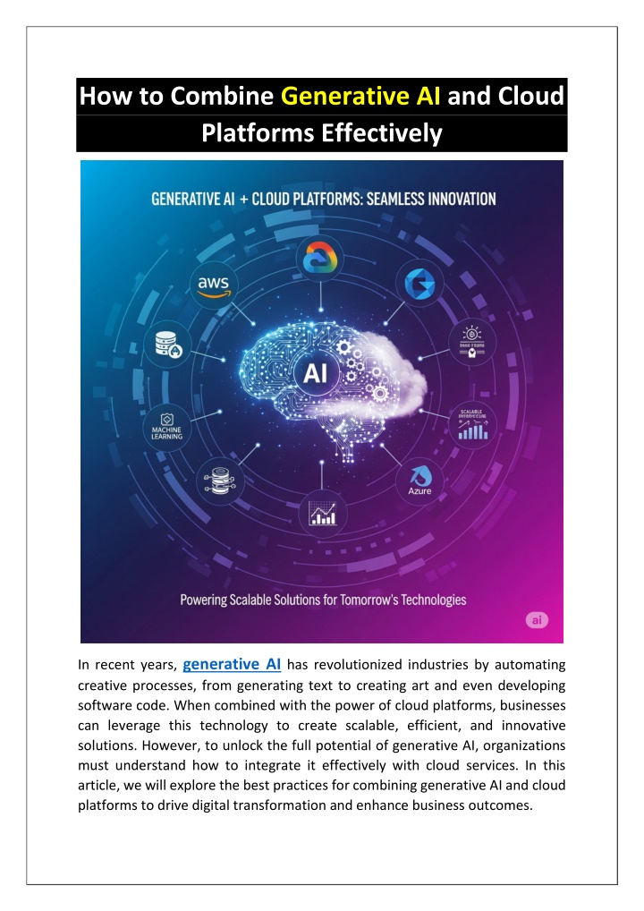 how to combine generative ai and cloud platforms