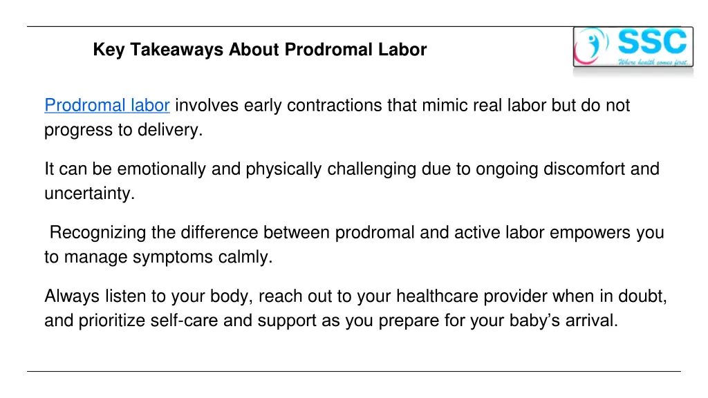 key takeaways about prodromal labor