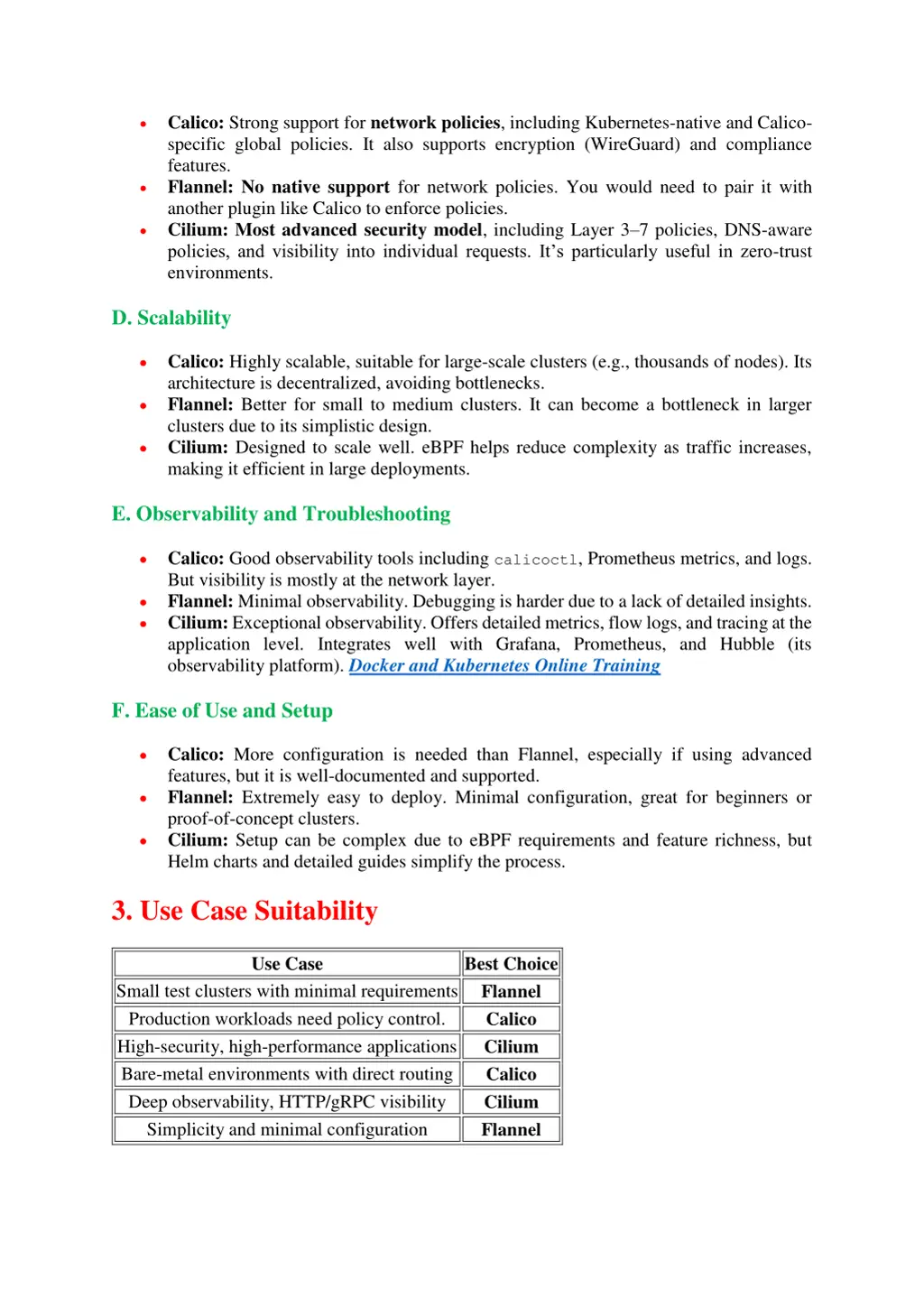 calico strong support for network policies