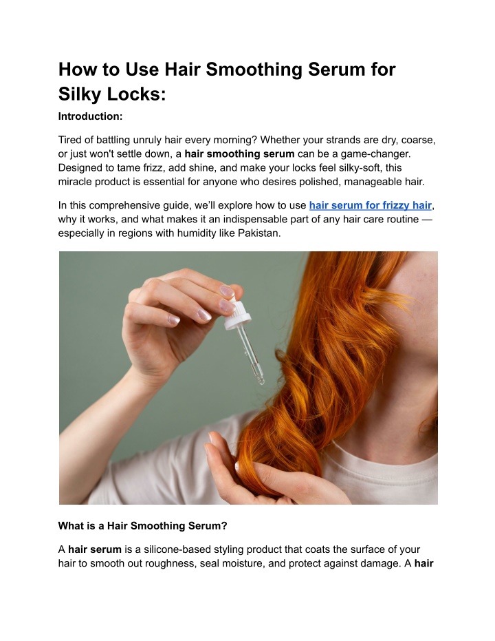 how to use hair smoothing serum for silky locks