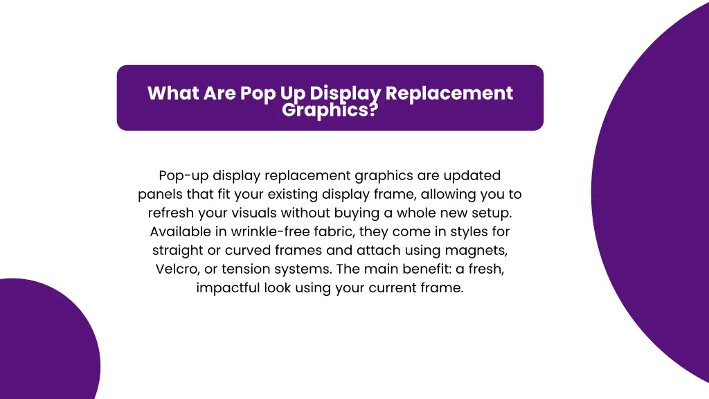what are pop up display replacement graphics