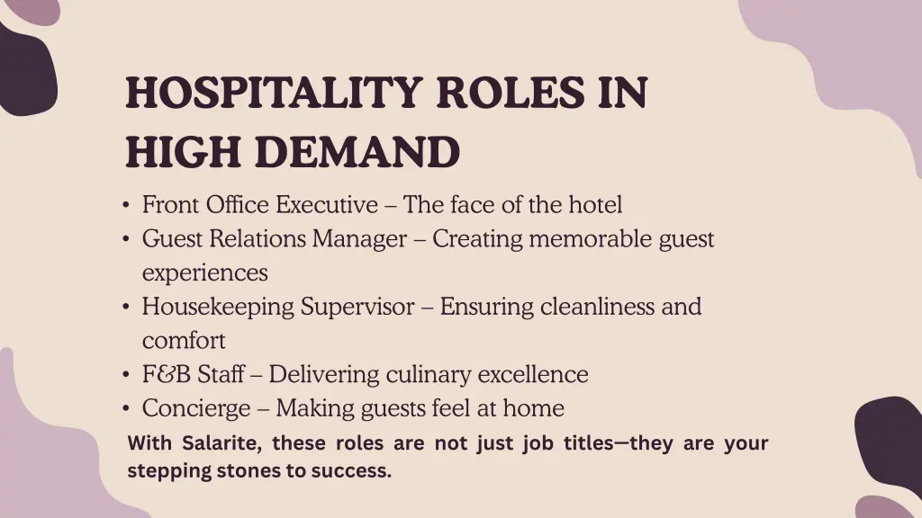 hospitality roles in high demand