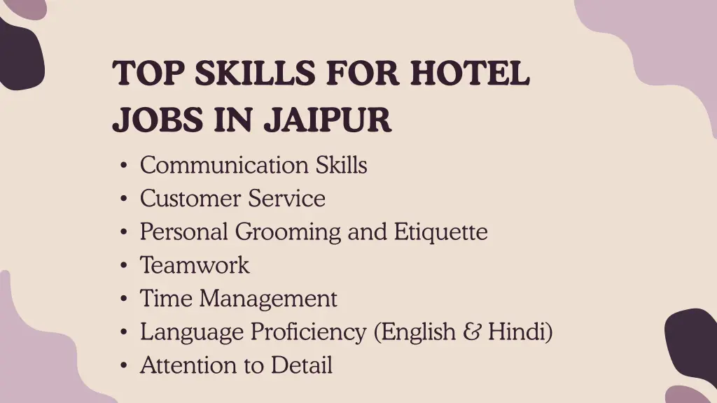 top skills for hotel jobs in jaipur