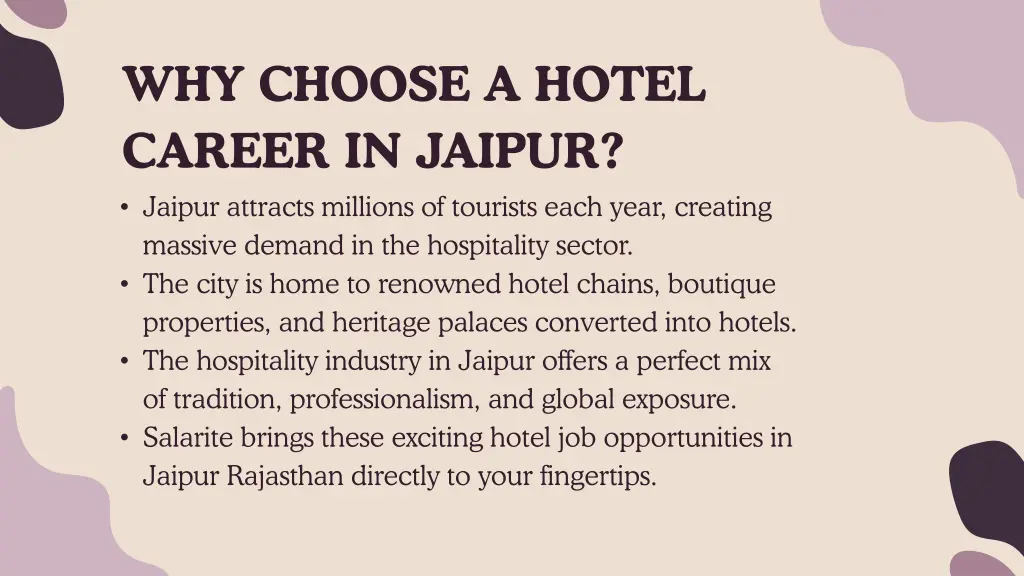 why choose a hotel career in jaipur jaipur