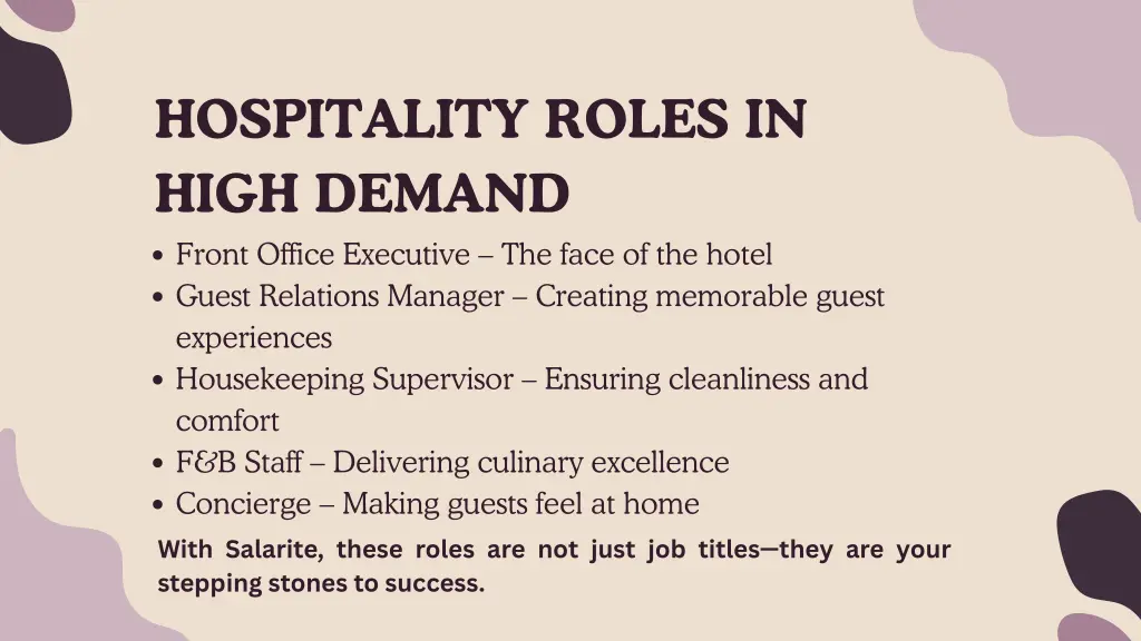hospitality roles in high demand