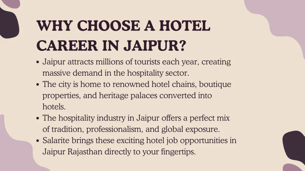 why choose a hotel career in jaipur jaipur