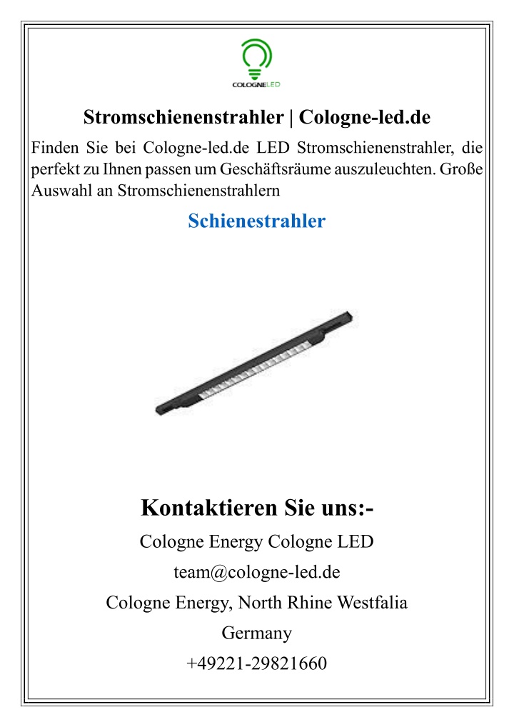stromschienenstrahler cologne led de
