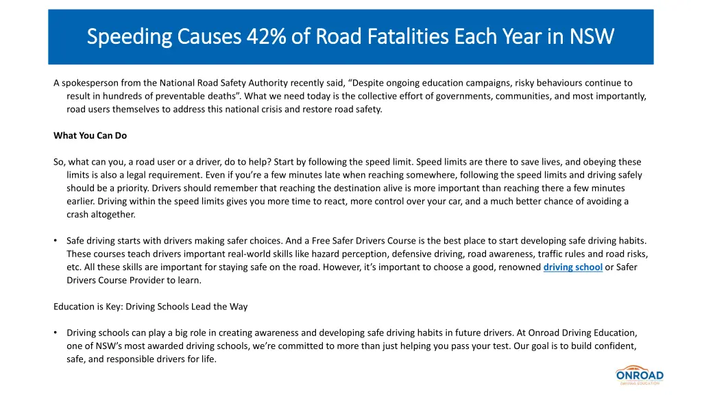 speeding causes 42 of road fatalities each year 4
