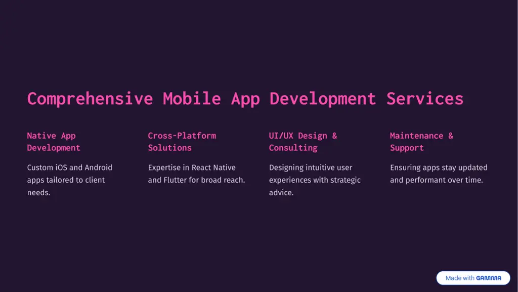 comprehensive mobile app development services