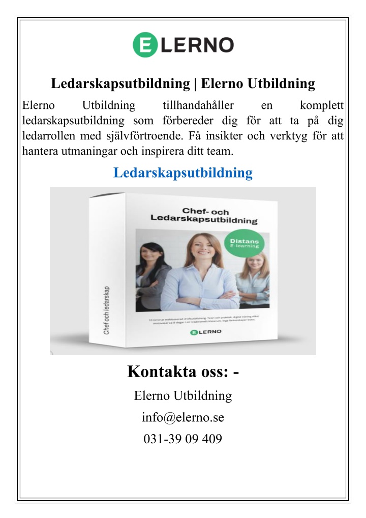 ledarskapsutbildning elerno utbildning