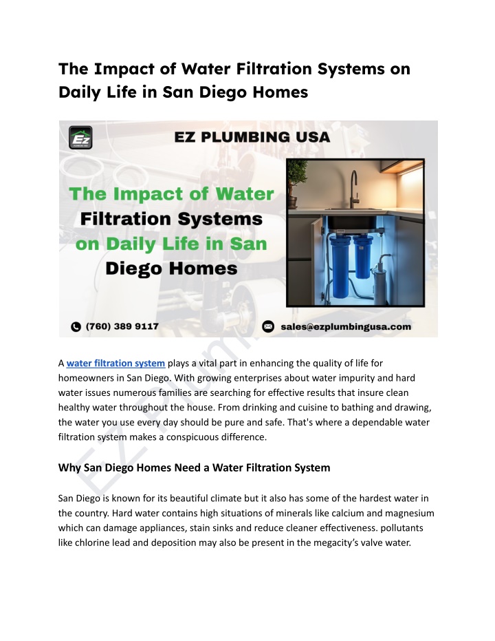 the impact of water filtration systems on daily