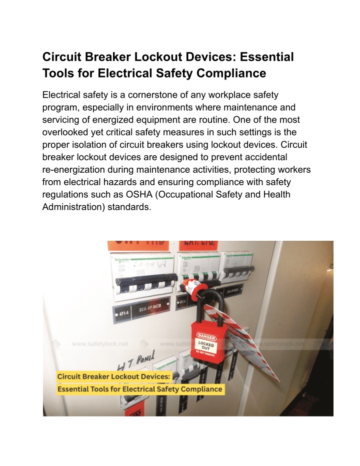 circuit breaker lockout devices essential tools