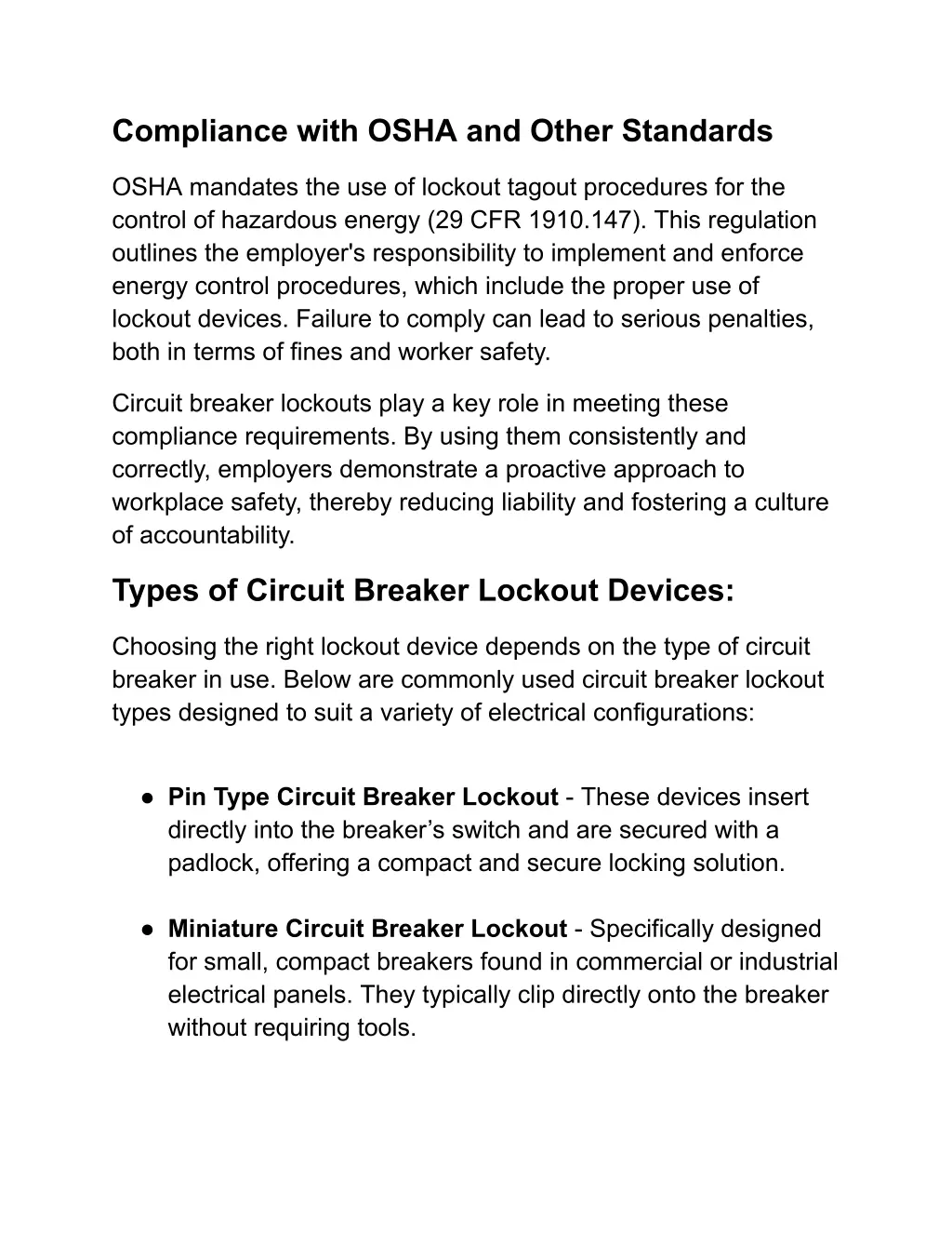 compliance with osha and other standards