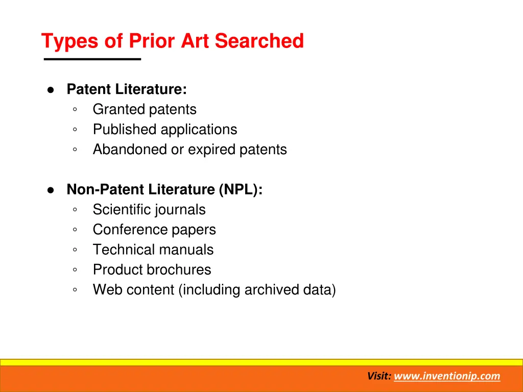 types of prior art searched