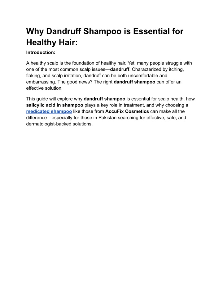 why dandruff shampoo is essential for healthy hair