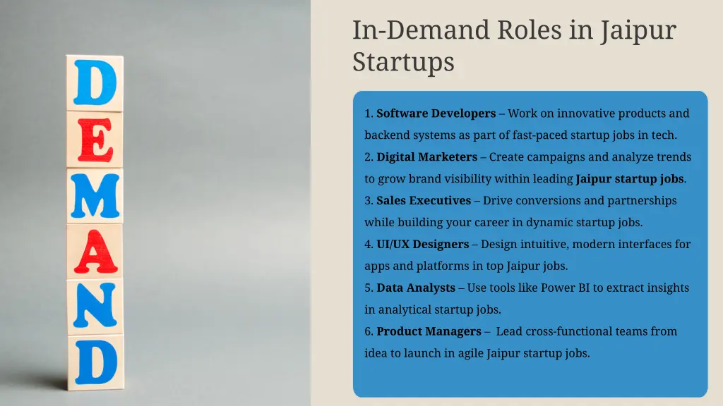 in demand roles in jaipur startups