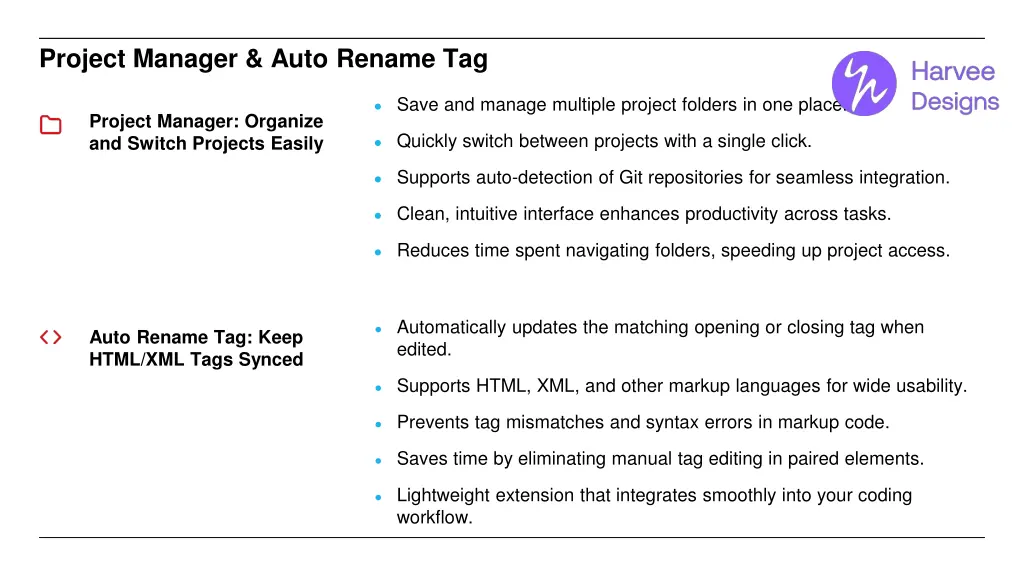 project manager auto rename tag
