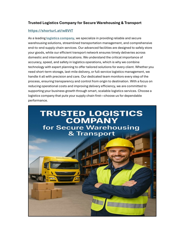 trusted logistics company for secure warehousing