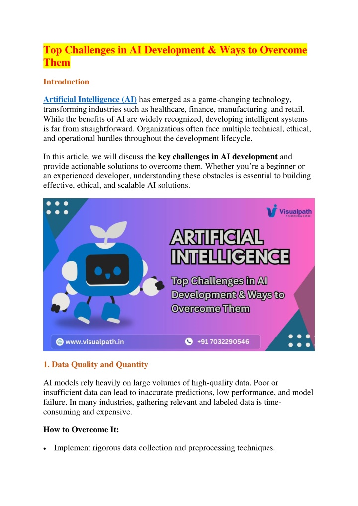 top challenges in ai development ways to overcome