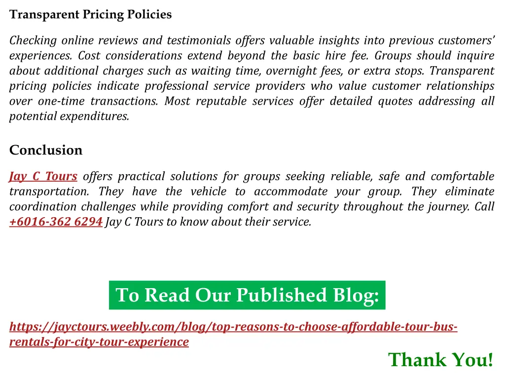 transparent pricing policies