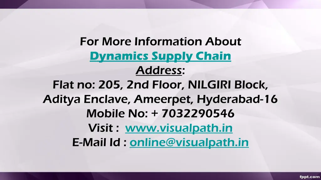for more information about dynamics supply chain