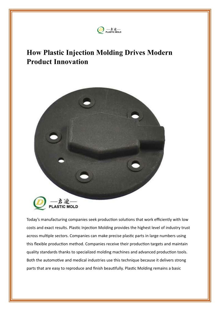 how plastic injection molding drives modern