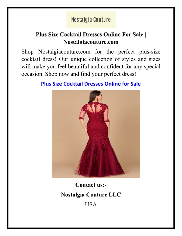 plus size cocktail dresses online for sale