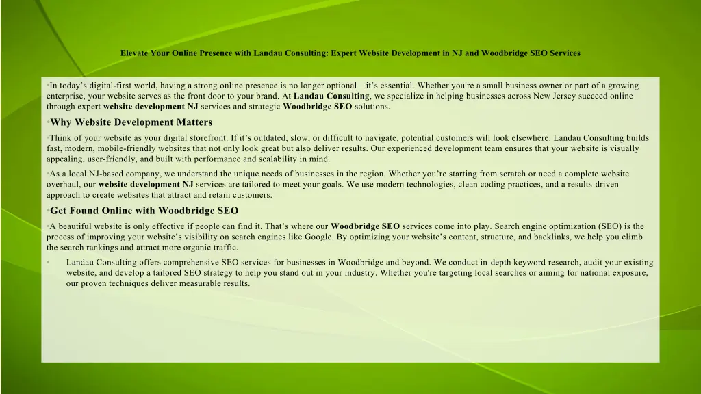 elevate your online presence with landau