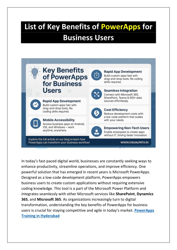 list of key benefits of powerapps for business