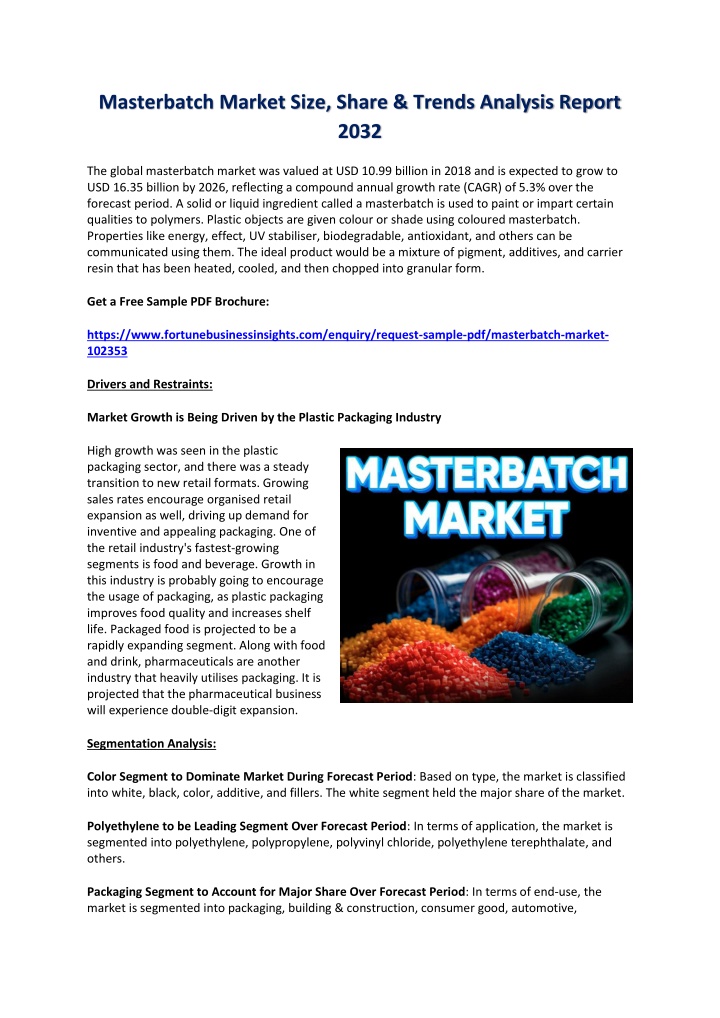 masterbatch market size share trends analysis