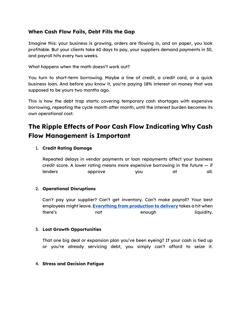 when cash flow fails debt fills the gap