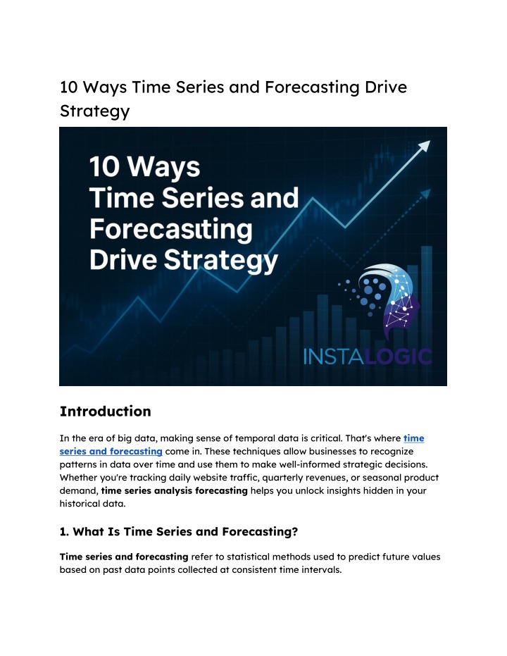10 ways time series and forecasting drive strategy