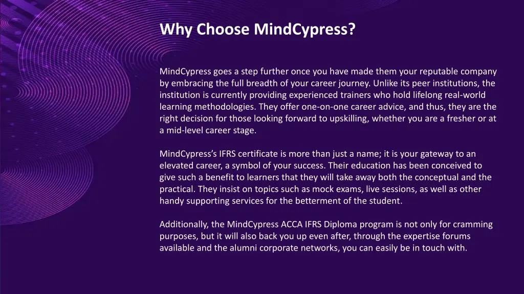 why choose mindcypress