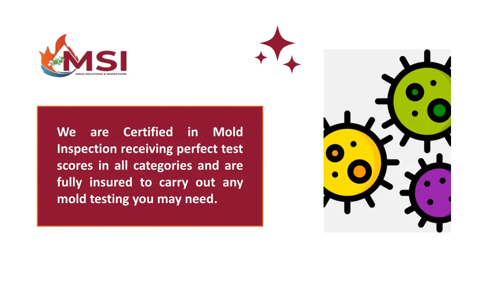 we are certified in mold inspection receiving