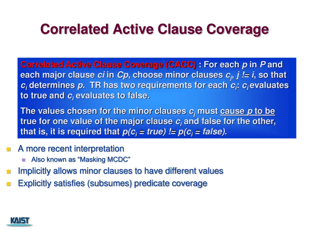 correlated active clause coverage
