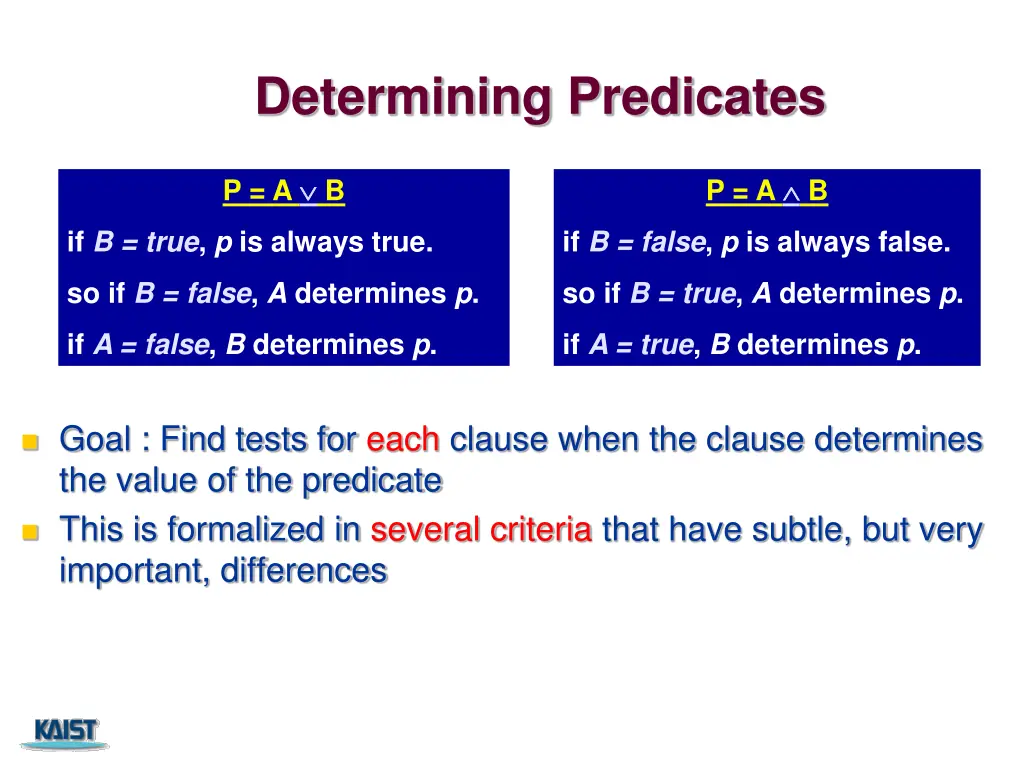 determining predicates