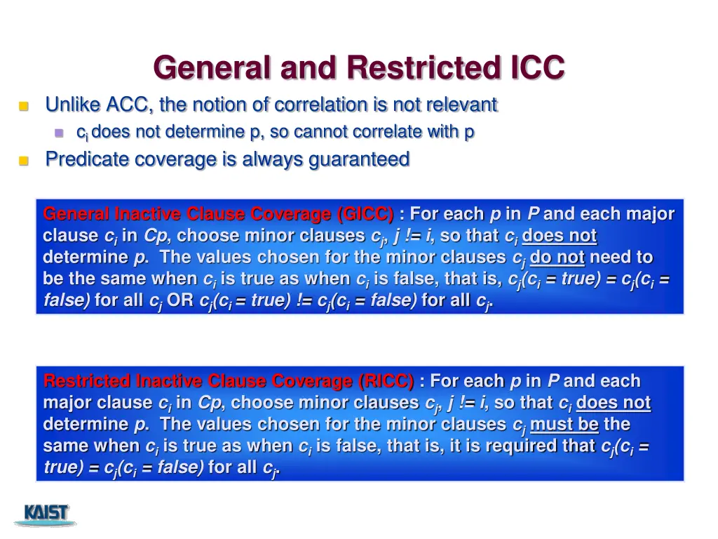 general and restricted icc unlike acc the notion