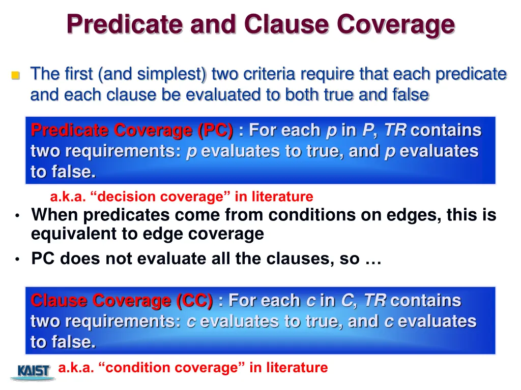 predicate and clause coverage