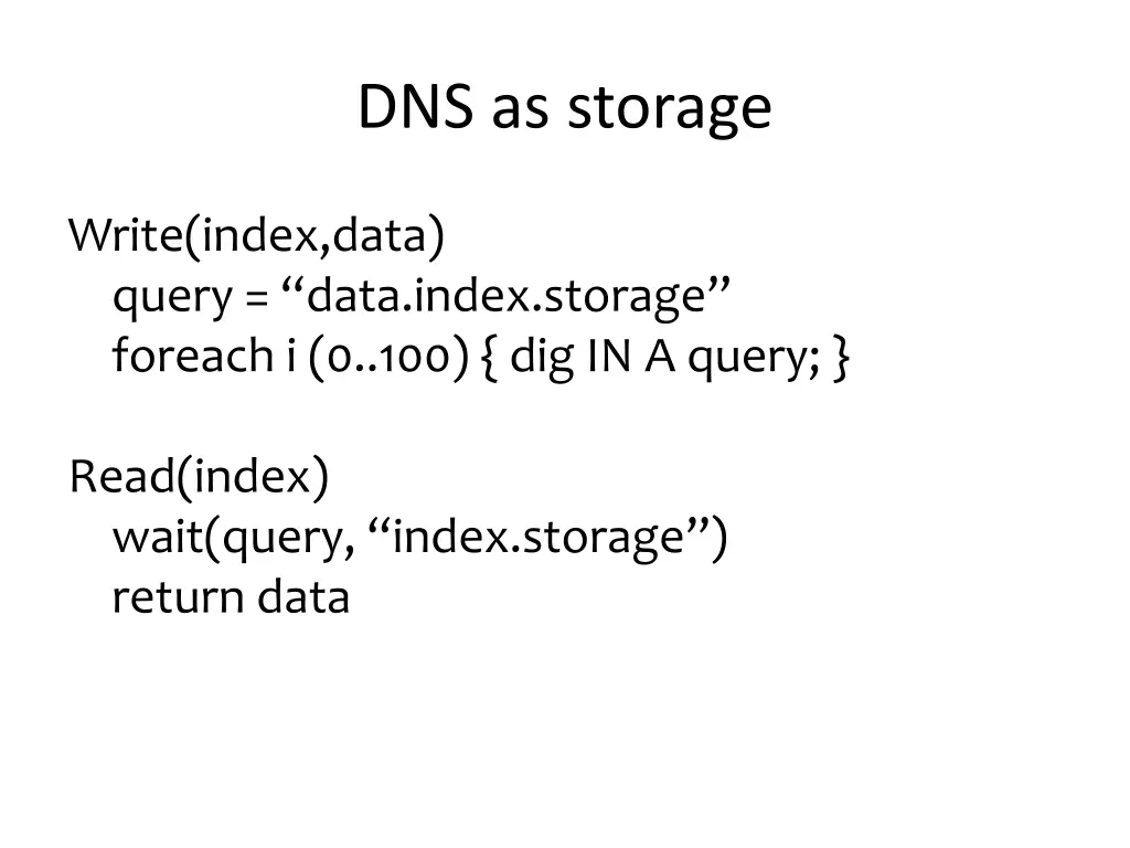 dns as storage 1