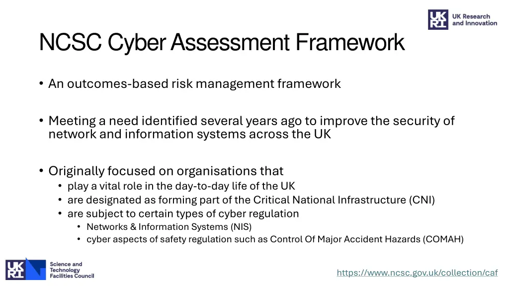 ncsc cyber assessment framework