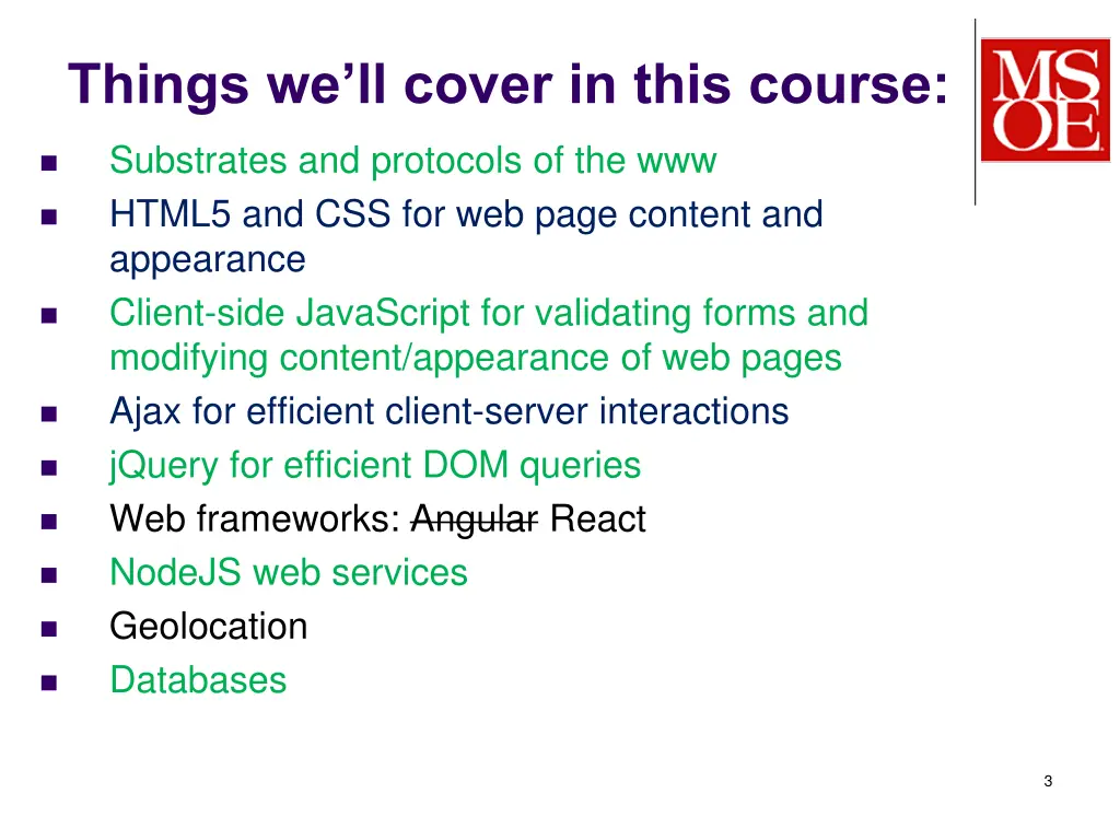 things we ll cover in this course