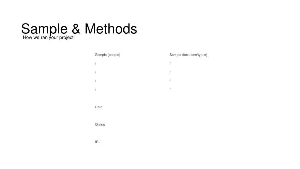 sample methods how we ran your project