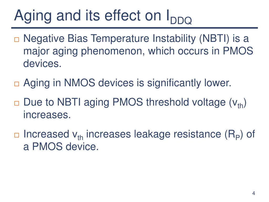 aging and its effect on i ddq