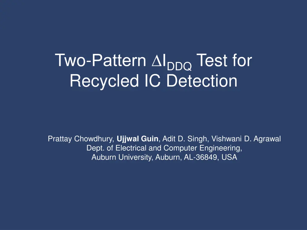 two pattern i ddq test for recycled ic detection