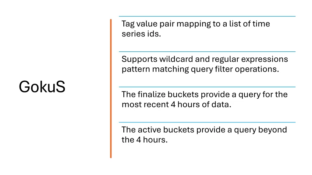 tag value pair mapping to a list of time series