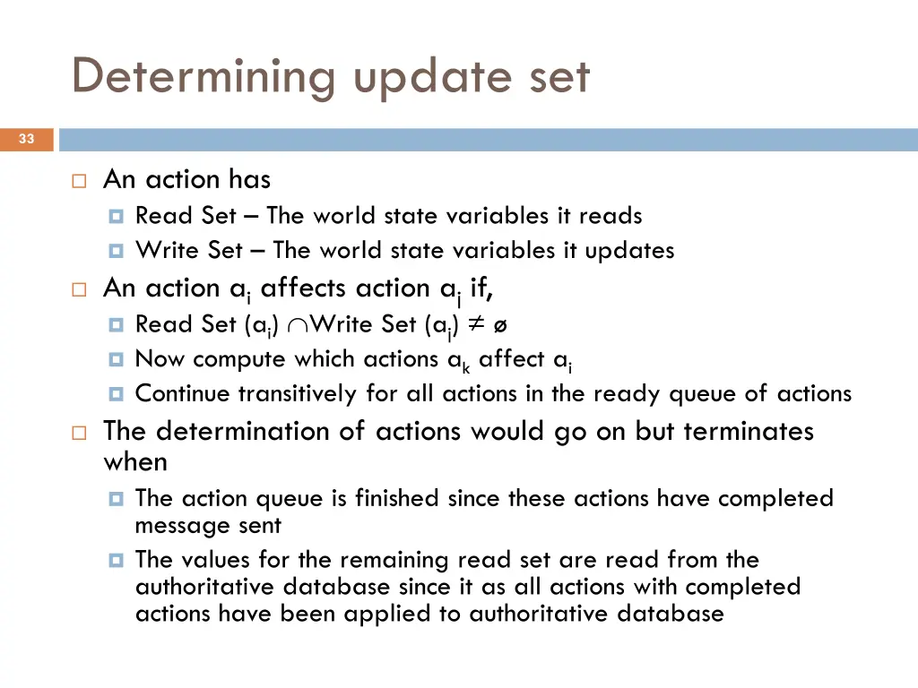 determining update set