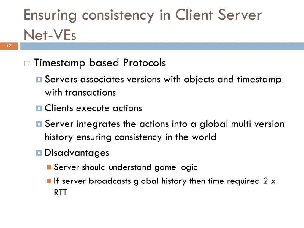 ensuring consistency in client server net ves 1