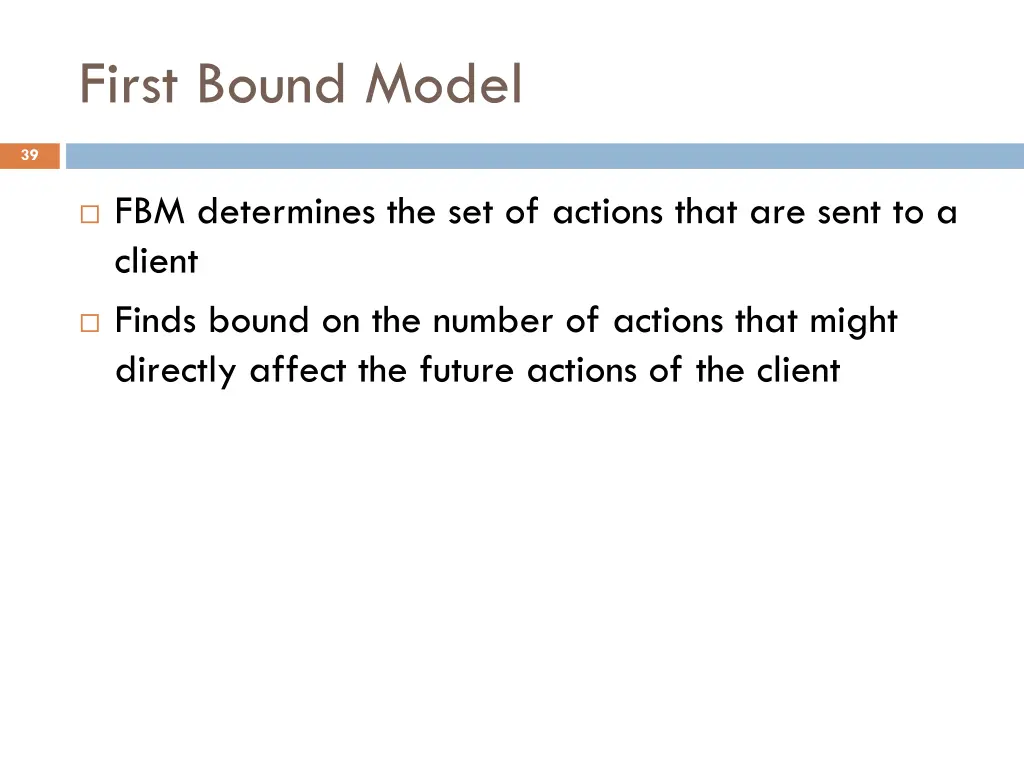 first bound model