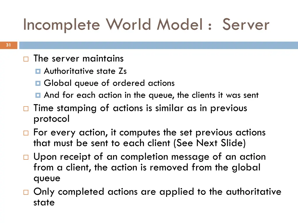 incomplete world model server