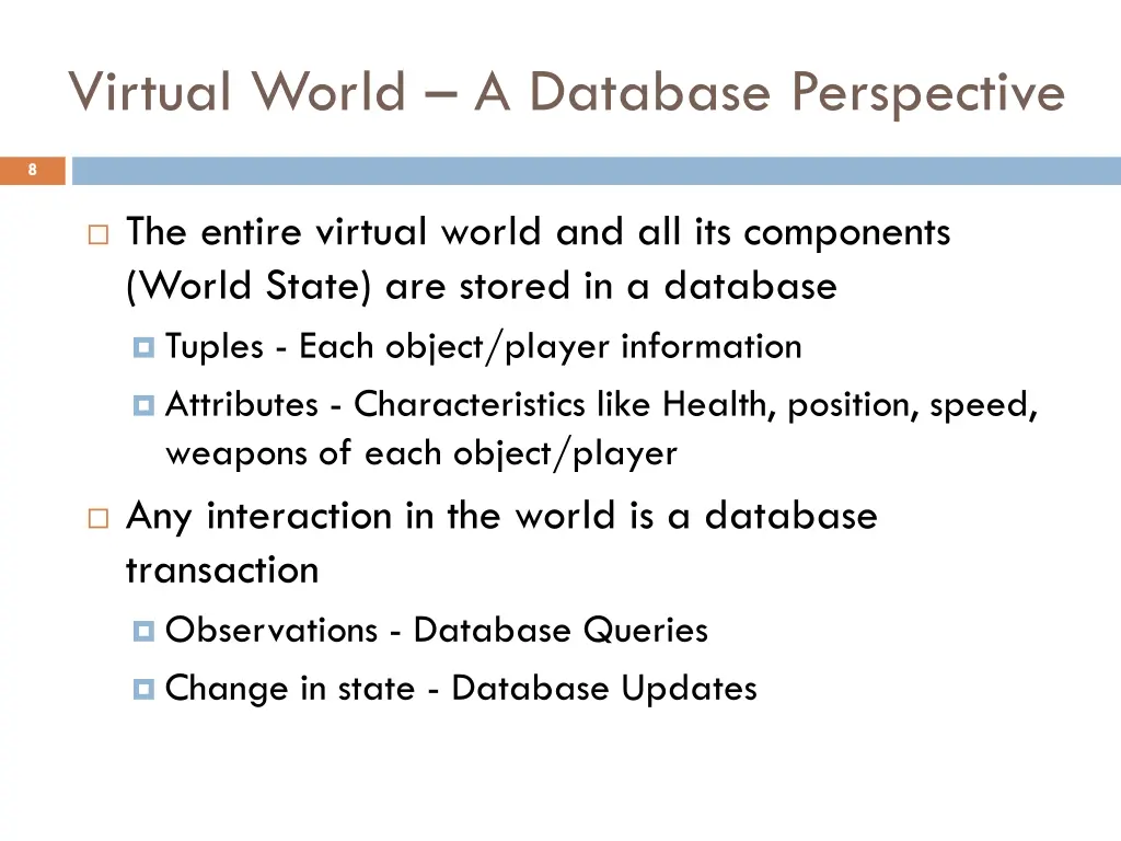 virtual world a database perspective